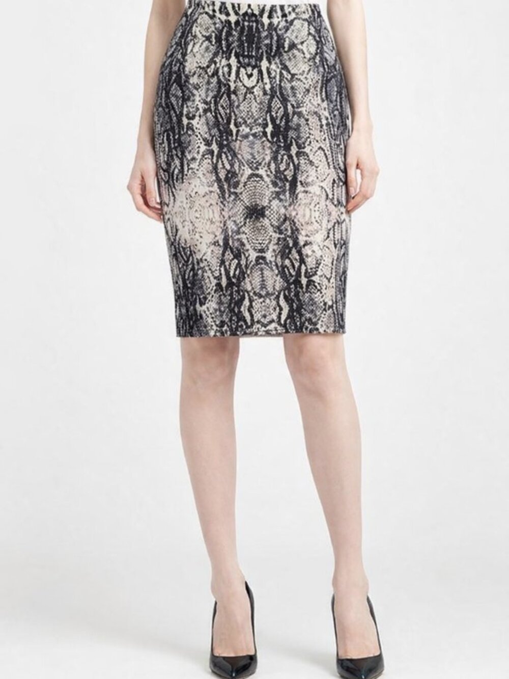 Elie Tahari Black and Cream Pencil Skirt Knee-Length Cocktail
